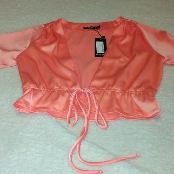 Nasty Gal Tie Front Cami Jacket Size 6 - Picture 2 of 6